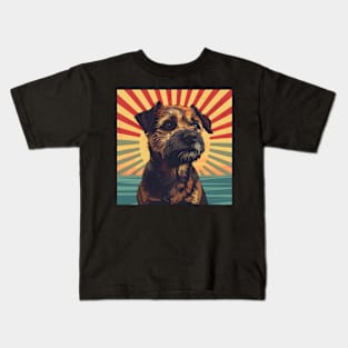 Retro Border Terrier: Pastel Pup Revival Kids T-Shirt